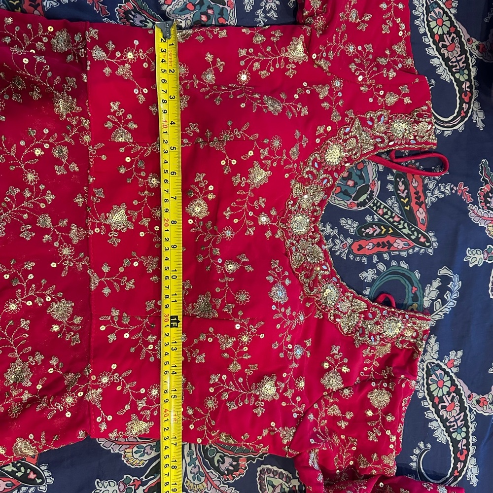 Elegant Red Embroidered Women's Top
